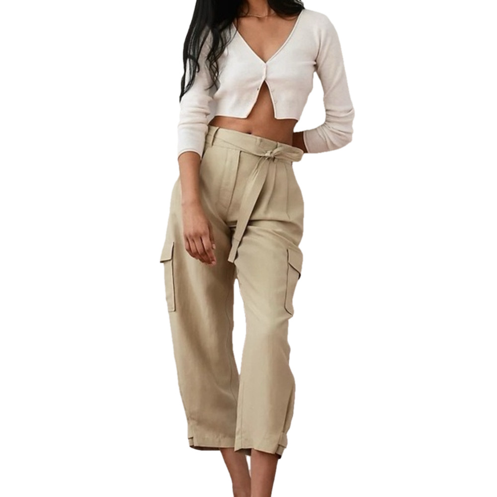 Aritzia Wilfred Linen Blend Kafka Beige Cargo Pants 2